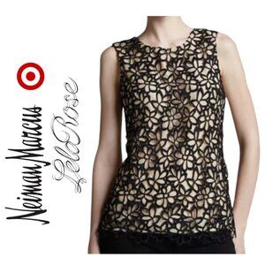 Lela Rose for Neiman Marcus + Target Sleeveless Tank Beige Black Cotton Silk XS